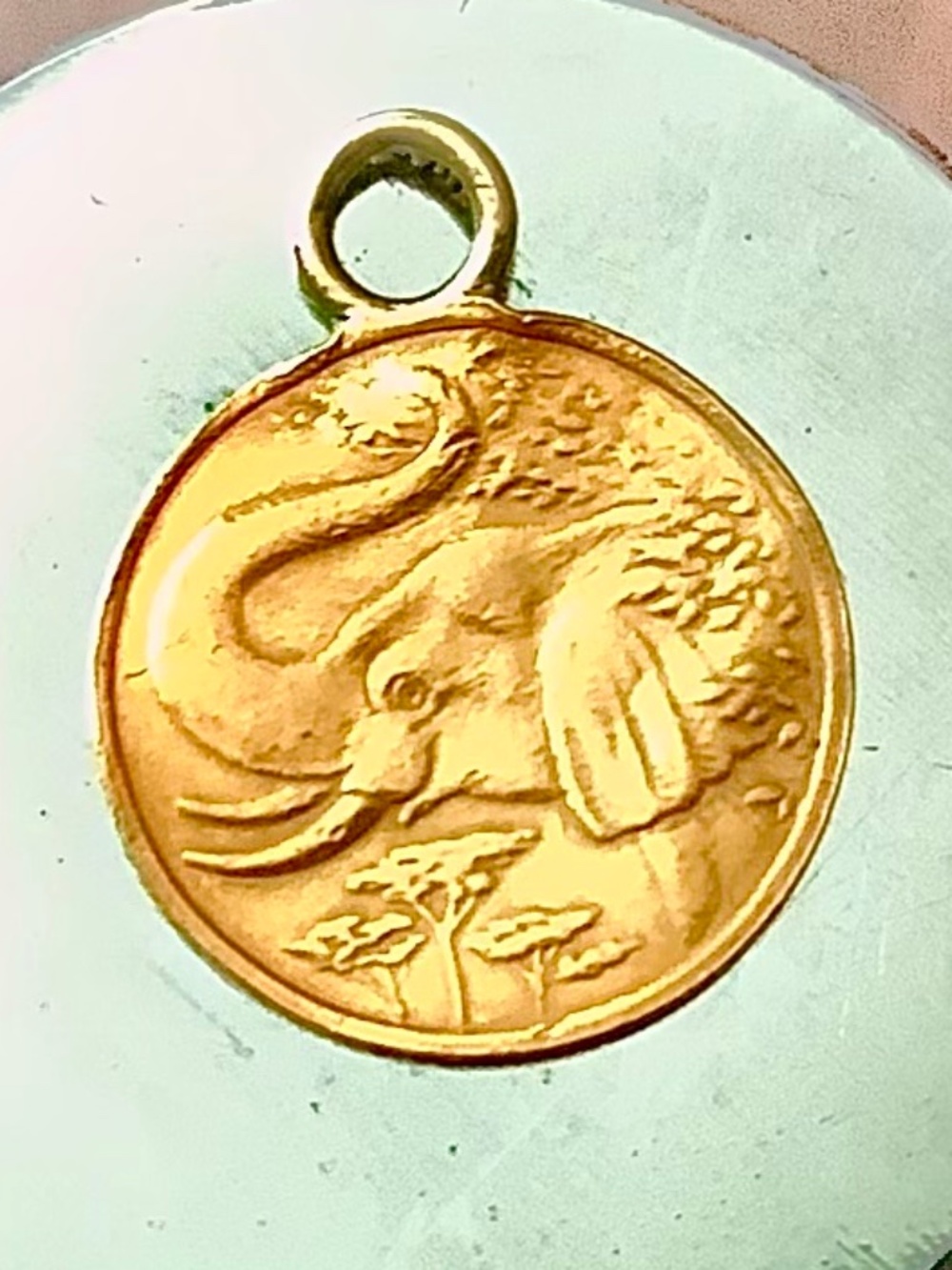 14k Gold 200 Somali Shilling Elephant Head Charm